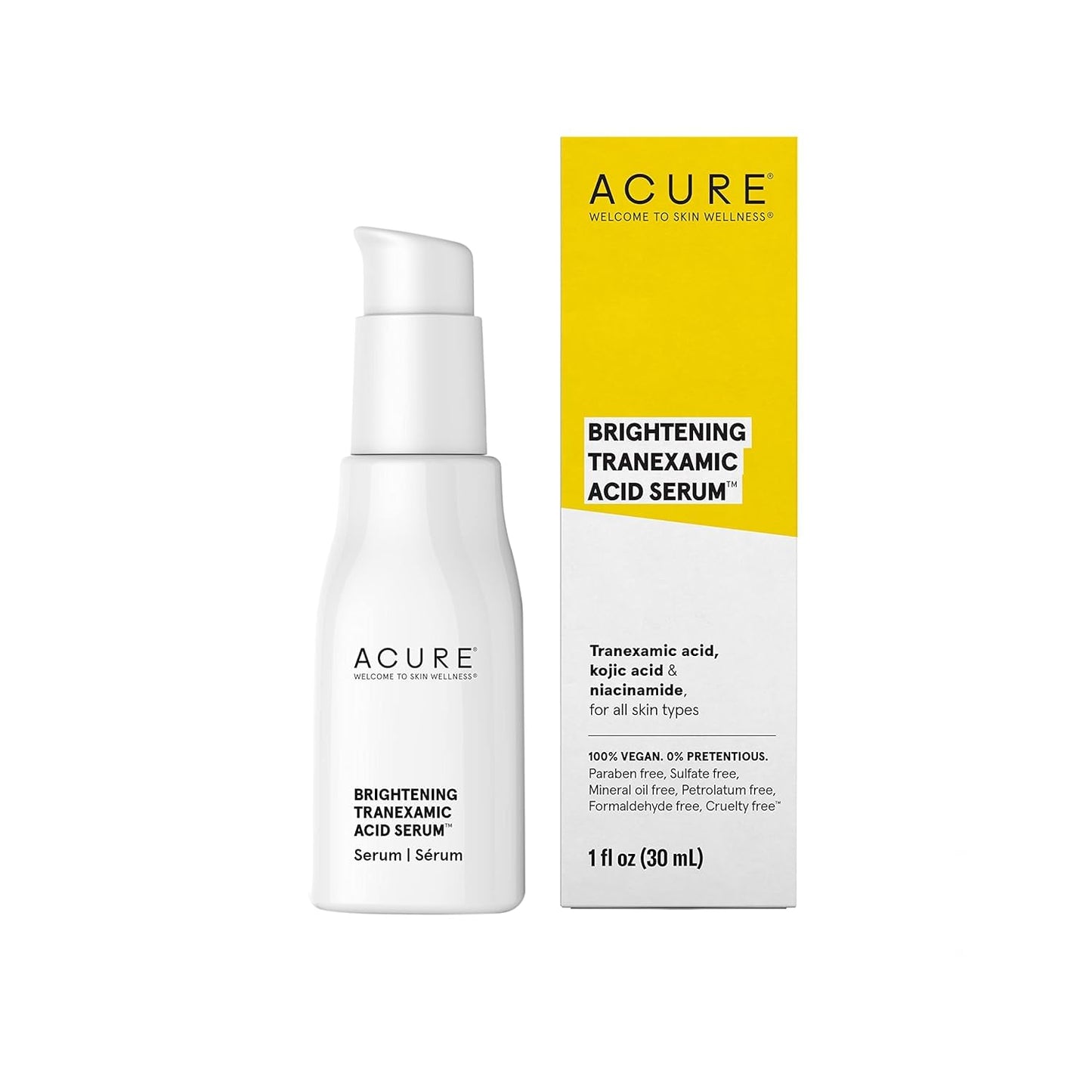 ACURE Brightening Tranexamic Acid Serum - Achieve Brighter Glowing Skin, Reduce Discoloration - Formulated with Tranexamic Acid,