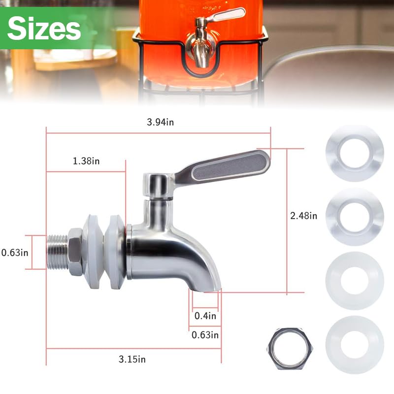 hgzaccompany Stainless Steel Spigot For Drink Dispenser, Replacement Metal Spigot For Beverage Dispenser, Water Dispenser ...