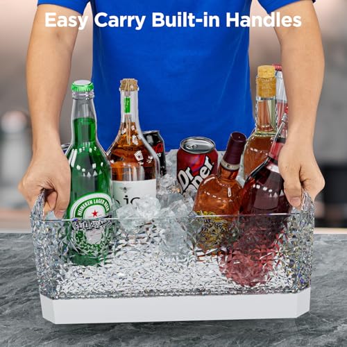 DaJi-U Plastic Ice Bucket for Parties, 15Liter / 4 Gallon Big Large Clear Beverage Tub for Champagne Beer Drink Wine Cockt...