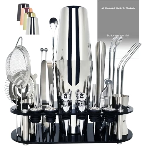 22-Piece Cocktail Shaker Set, 25/20oz Bartender Kit, Bartending Stainless Steel Bar Tools Sets for Drink Mixing, Boston Co...