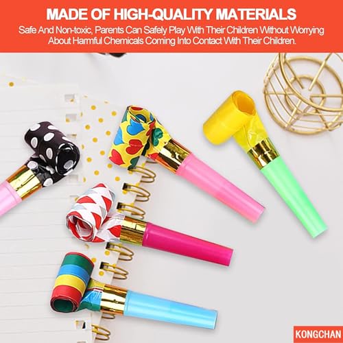 25pcs Party Blowers,Colourful Noisemakers Party Blowouts Squawkers Fringed Noise Maker,Birthday Noisemakers Birthday Blow ...