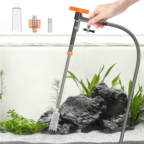 Pawfly Aquarium Water Changer Kit Fish Tank Siphon Vacuum Cleaner with 3.75 Feet Long Hose and Extendable Tubing Manual Aq...