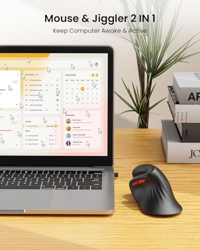 seenda Ergonomic Vertical Mouse with Jiggler - Bluetooth + 2.4G USB Multi Device, Wireless Ergo Mice, Jiggler Mouse Mover ...