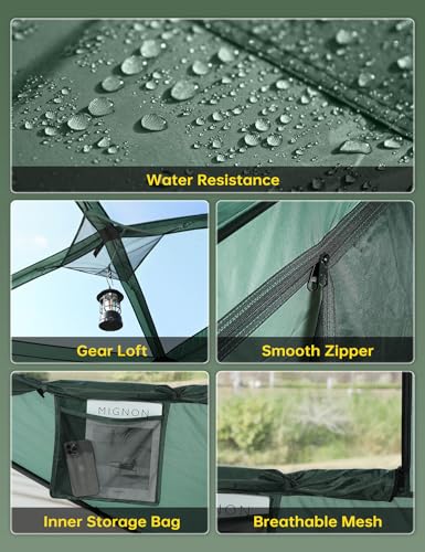 Camping Tent, 4 Person Tent for Camping, Setup in 60 Seconds, 4 Person Pop up Tents, Hub Tents, Water-Resistant, Windproo...