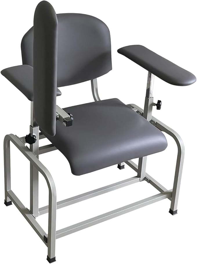 Helsevesen Blood Drawing Phlebotomy Chair, Comfortable Padded Lab Draw Chair with Adjustable Armrest (Grey-24.08)