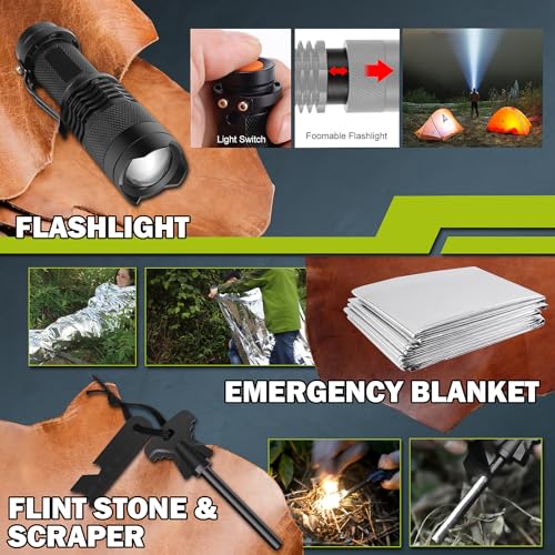 Gifts for Men Christmas Survival Kit 17 in 1, Survival Gear and Supplies for Adult Teen Men, Survival Case, 2025 Xmas Holi...
