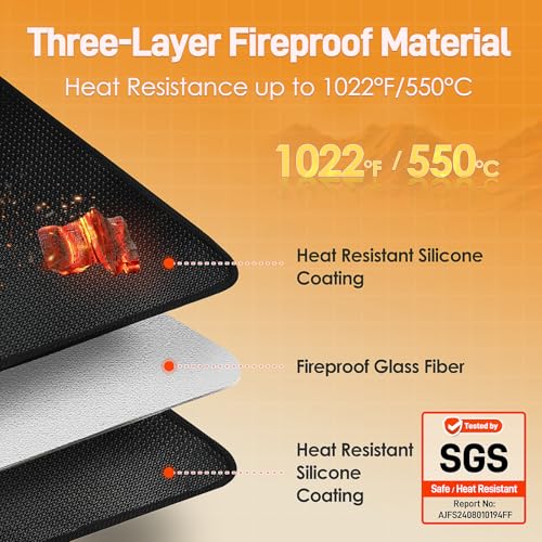 Amerbro Heat Resistant Mats for Countertop and Grill Table, Fireproof Grill Mats for Outdoor Grill, Portable Charcoal Gril...