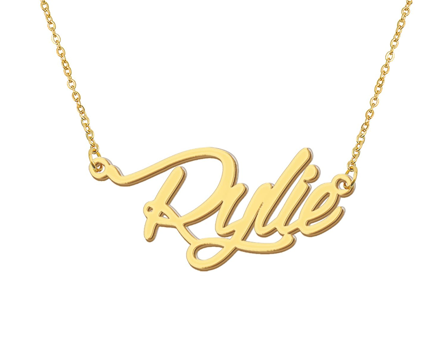 Aoloshow Necklace with Name Rylie Stainless Steel 18k Gold Plated Nameplate Charm Nameplate Jewelry for Best Friend Christmas