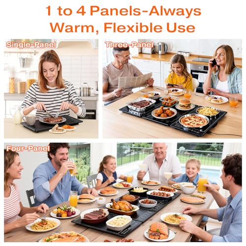 Electric Warming Tray,33"x 15" Food Warmer for Parties Buffet with 10 Temp-Settings, 4-in-1 Warming Mat for Food Built-in Thermostat and Surface Heating, Warming Tray for Parties Buffet,Gatherings