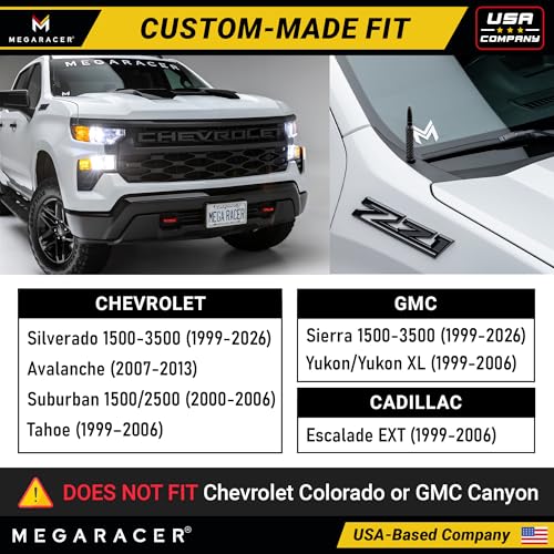 Anodized Black Carbon Fiber 50 Cal Bullet Antenna for Chevy Silverado & GMC Sierra 1500 2500 (1999-2026) – Billet Aluminu...