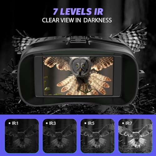 HEXEUM Night Vision Goggles, 4K Night Vision Binoculars for Adults with 5000mAh Battery, 3" HD Screen & 32GB Card for Hunt...