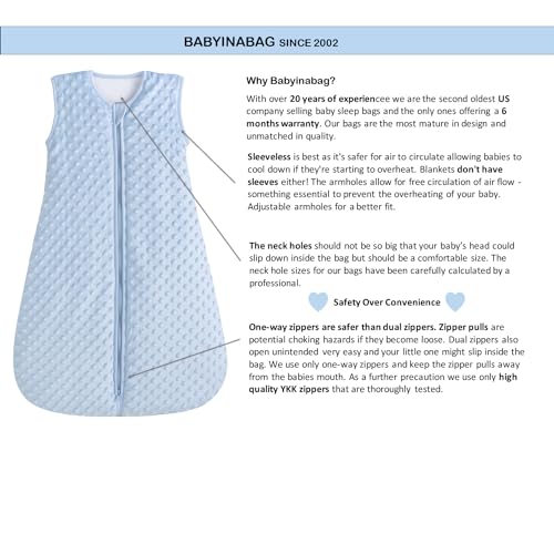 BABYINABAG Very Warm 2.5 Tog Quilted Winter Model Baby Sleep Bag or Sack, Plush Minky Dot for Infants and Toddlers