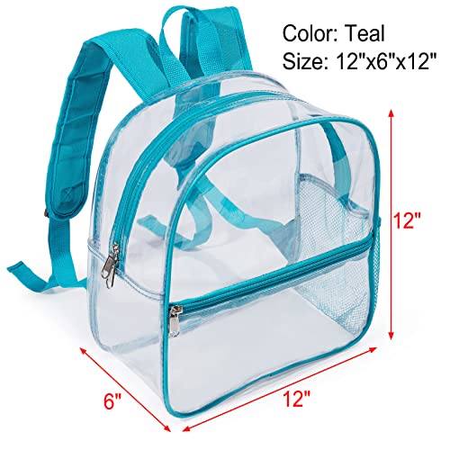 Jusdot Mini Clear Backpack 12"x6"x12" Stadium Approved See Through Bag Waterproof PVC Small Transparent Backpacks for Fest...