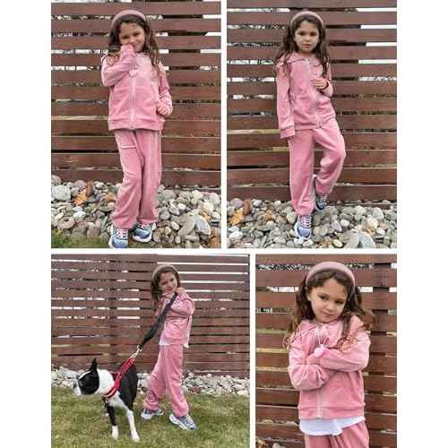 Arshiner 2 Piece Outfits for Girls Velour Tracksuit Hoodie and Jogger Set Sweatsuit Athletic Clothes Sets