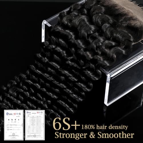 Knots Bleached CindiRiver 5x5 HD Lace Closure Deep Wave Virgin Human Hair With Invisible Real HD Lace, Natural Hairline, Skinlike Lace Frontal Closure Only