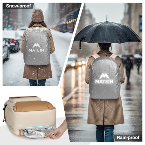 MATEIN 18x14x8 inches Travel Backpack with Shoe Compartment, Waterproof Personal Item Bag with Rain Cover, 15.6 inch Women...