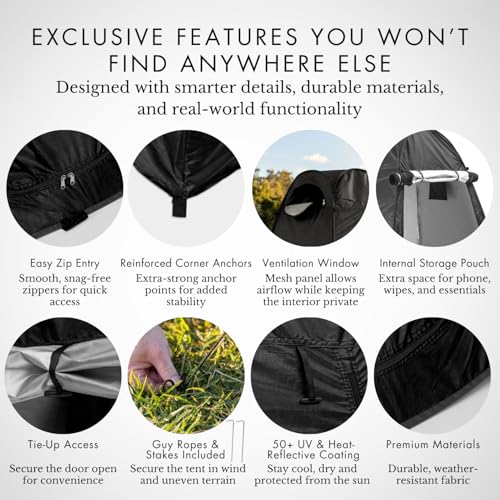 Portable Pop-Up Privacy Tent – Black/Green & Carry Bag. Outdoor Shower, Toilet, and Changing shelter. Water-Repellent, Com...