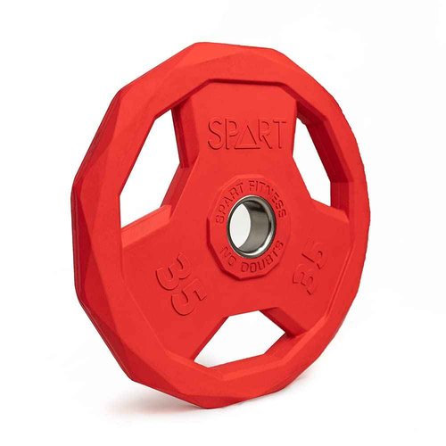 SPART Color Coded Weight Plate 2-Inch Rubber Coated Olympic Grip Plate for Barbell,Solid Cast Iron Weight Plates for Strength Training,Weightlifting,Crossfit,Home Gym, 35LB, Single
