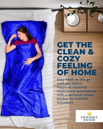 The Friendly Swede Sleeping Bag Liner — Ultralight Polyester or Cold Weather Microfiber Adult Sleep Sack- Camping Sheets -...