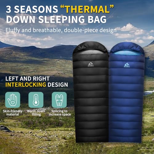 BUERTS Down Sleeping Bag for Adults. 680FP Ultralight Portable, Backpacking Sleeping Bag for Hiking, Camping, Mountaineeri...