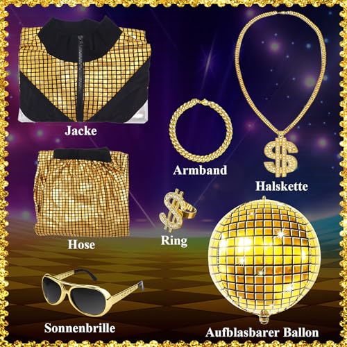 Ezuwail Disco Costume for Men Women – 70s 80s 90s Outfits Retro Party Tracksuit, Couples Disco Costumes Halloween Outfit