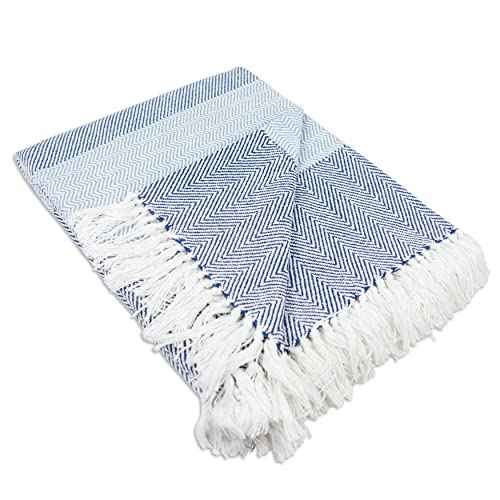 DII Diamond Stitch Woven Throw, Organic Modern, 50 x 60, Aqua