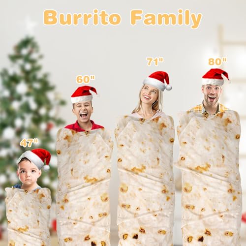 LetsFunny Burrito Tortilla Throw Blankets for Adults Teen Kids, Double Sided Tortilla Taco Wrap Blankets, Novelty Realisti...