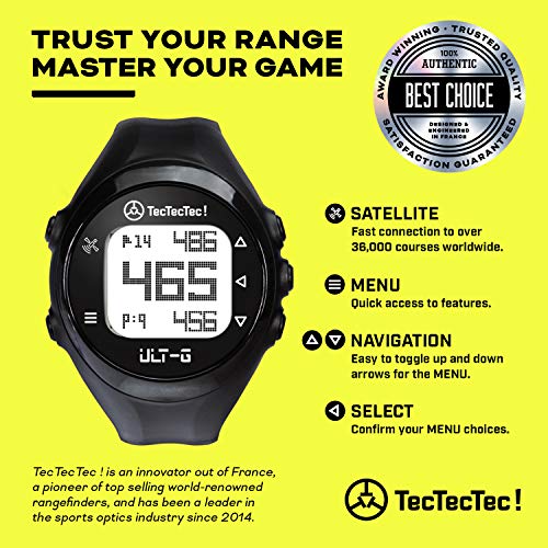 TecTecTec ULT-G Stylish, Lightweight and Multi-Functional Golf GPS Watch, Durable Wrist Band with LCD Display, Worldwide P...