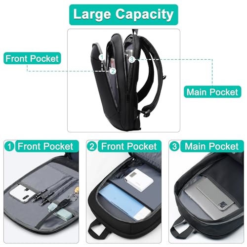 Business Backpack for Men 17 Inch,Slim & Expandable Waterproof Travel Laptop Backpack with USB Charger Port,Anti-Theft Lig...