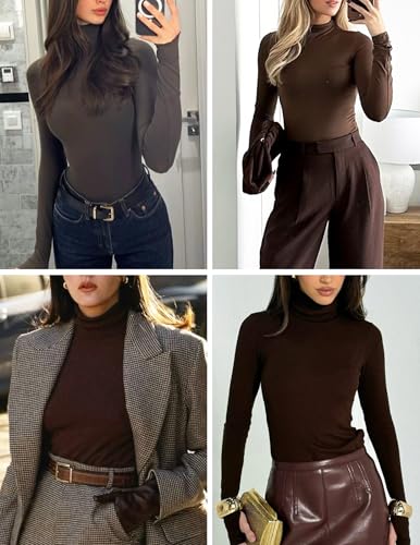 Ekouaer 3 Pack Womens Mock Turtleneck Tops Long Sleeve Shirts Slim Fit Fall Fashion Thermal Underwear Basic Winter Clothing