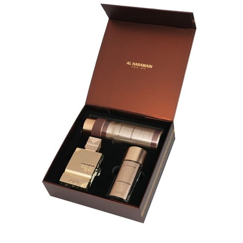 Al Haramain Amber Oud - Gold Edition Extreme for Unisex - 3 Pc Gift Set 2.5oz Extrait De Parfum Spray, 1oz Extrait De Parfum Spray, 6.6oz Body Spray