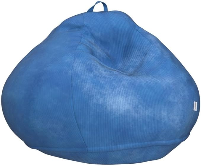 Homguava 3.5FT Bean Bag Chair: Teardrop Bean Bags with Memory Foam Filled, Compact Beanbag Chairs Soft Sofa with Corduroy Cover (Blue)