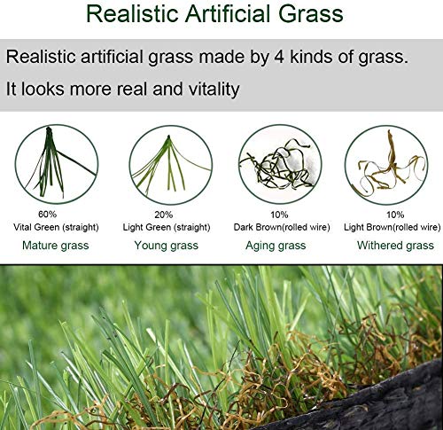 Artificial Grass Outdoor Rug 10ftx20ft 1.38" Thick Synthetic Lawn Astro Turf Carpet for Indoor Outdoor Use, Fake Grass Rug...