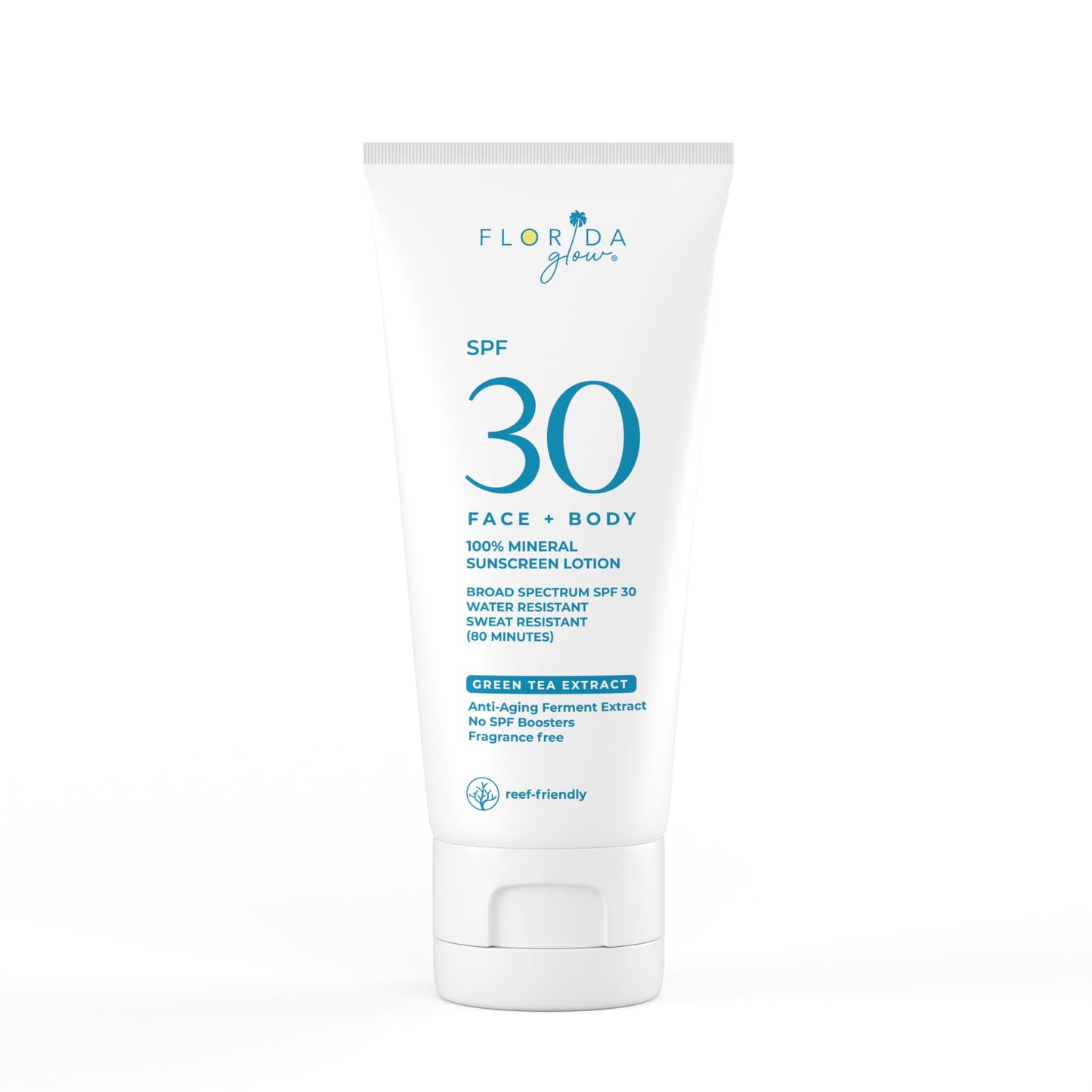 Florida Glow Mineral Sunscreen SPF 30 for Face & Body - Lightweight Zinc Oxide Sunscreen, Broad-Spectrum UVA/UVB Protection, Wat
