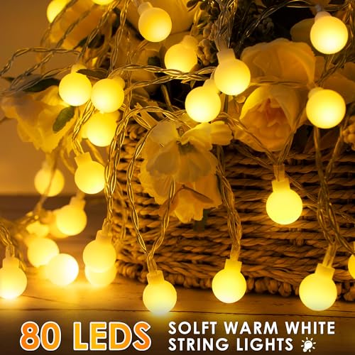 ElectricWise 1 Pack LED Canopy Lights, 40ft 80LED Battery Powered Canopy Tent Lights Outdoor with 8 Modes, Warm White Cano...