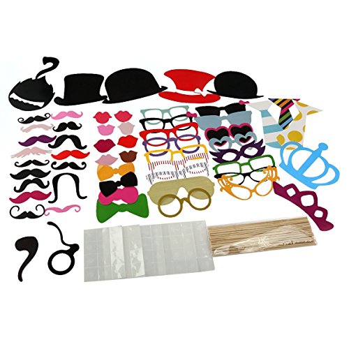 Tinksky Photo Booth Props 60 piece DIY Kit for Wedding Party Reunions Birthdays Photobooth Dress-up Accessories & Party Fa...
