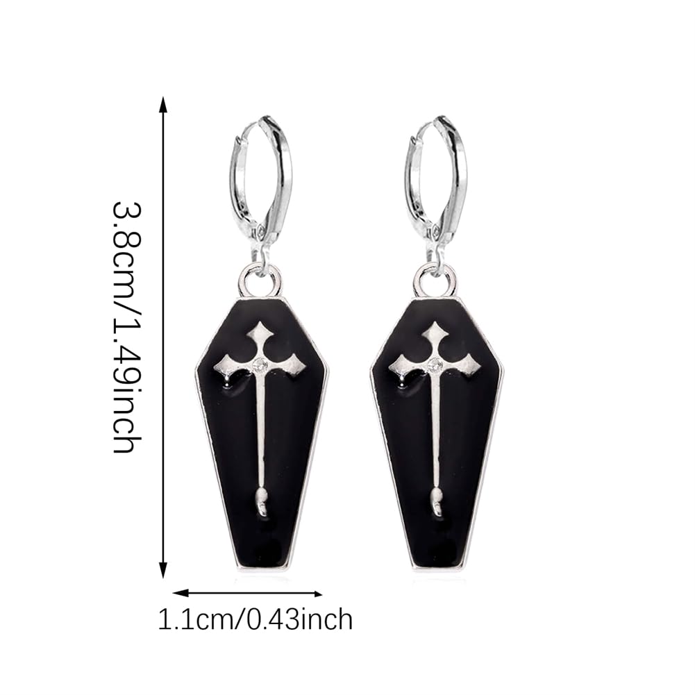 ANXIN STORE Gothic Retro Exaggerated Creative Cross Earrings Punk Style Funny Exaggerated Alternative Personality Earrings Female Gift (Black earrings)