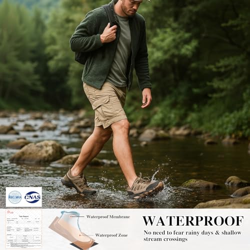 Queday Waterproof Hiking Shoes for Women Men Non Slip Leather Outdoor Backpacking Shoes All Terrain Lug Sole Camping Climb...