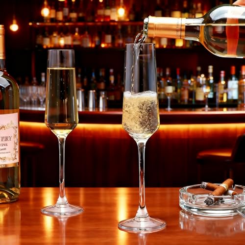 Champagne Flutes 7.5oz, Champagne Glasses Set of 6,Unique Gift for Birthday, Wedding, Anniversary, Wedding Toasting Glasses for Home Bar, Parties