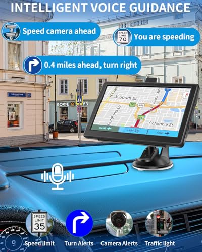 GPS Navigator for Car Truck RV, Truck GPS with 7'' Touchscreen, Free Lifetime Updates, Car Navigation System with Turn-by-...