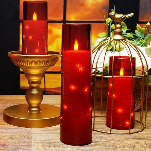 kakoya Flameless LED Candles with Timer 5 Pc Flickering Flameless Candles for Romantic Ambiance and Home Decoration Stable...