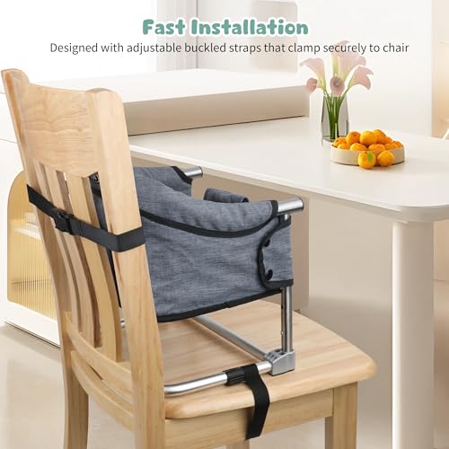 Booster Seat for Dining Table: Portable Toddler Booster Chair with Safety Buckle and Height Adjustable, Foldable Baby Feed...