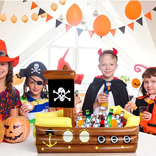 Zhanmai Inflatable Pirate Ship Drink Cooler Inflatable Serving Bar Food Container for Summer Carniva Mardi Gras Pirate Bir...