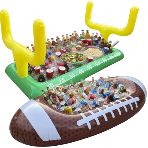 Inflatable Football Stadium Cooler Set, 2-Piece Football Ice Buffet Serving Bar for Food & Drinks, Tailgate Party Supplies...
