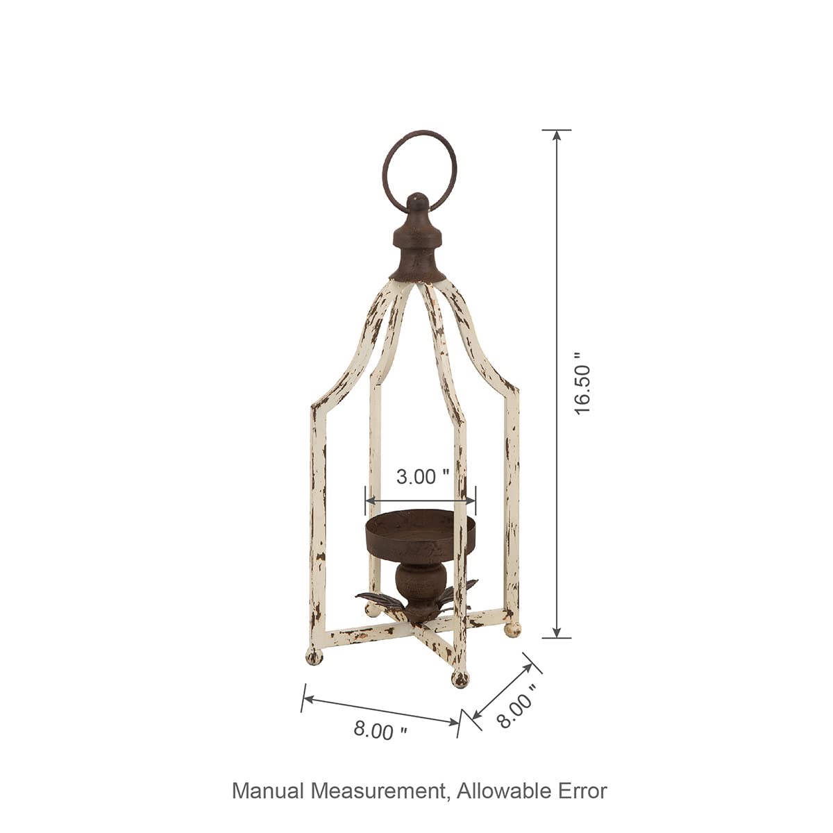 Glitzhome Farmhouse White Metal Lanterns Decorative Hanging Candle Lanterns (White Small)