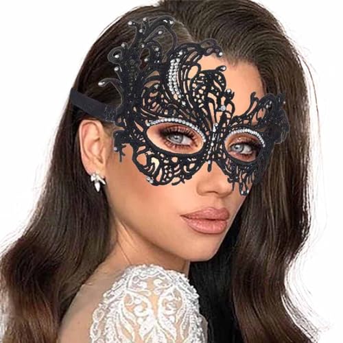 Obmyec Masquerade Lace Mask Women Black Masks Proms Face Mask Halloween Eye Mask Costume Party for Women and Girls