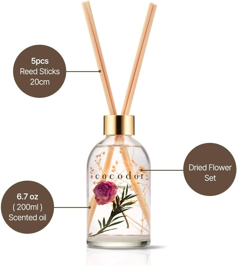 COCODOR Herbarium Reed Diffuser/Refreshing Air/6.7oz(200ml)/ Fragrance Scent Essential Oil Stick Diffuser Set for Bedroom Bathroom Home Décor