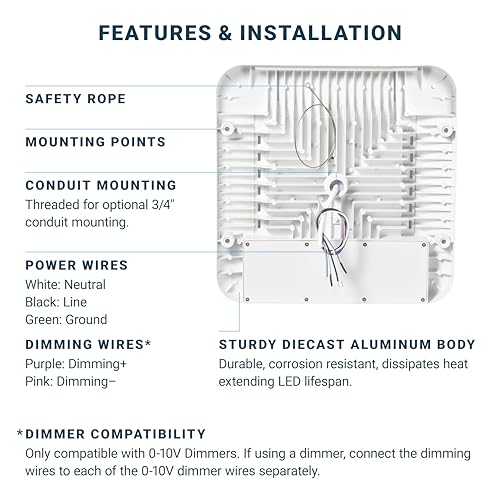 Parmida LED Canopy Light, Wattage Selectable (200/250/300W), ETL, 0-10V Dimmable, 100-277VAC, IP65 Waterproof, 5700K, 16....