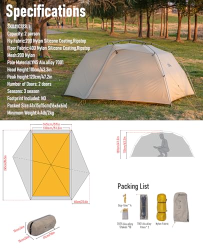 iClimb Ultralight 2 Person 3 Season Tent Waterproof for Outdoor Backpacking Camping Hiking Trekking Mountaineering