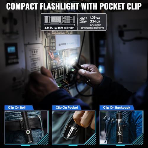 Rechargeable Tactical Flashlights, High Lumens Small Mini USB-C LED Flashlight, Compact EDC Flash Light, 4 Modes&Memory Fu...